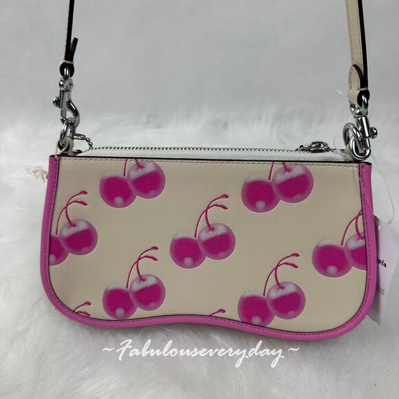 Coach Turned Pretty™ Small Wavy Shoulder Bag In Coachtopia Leather Cherry Print - Picture 9 of 12